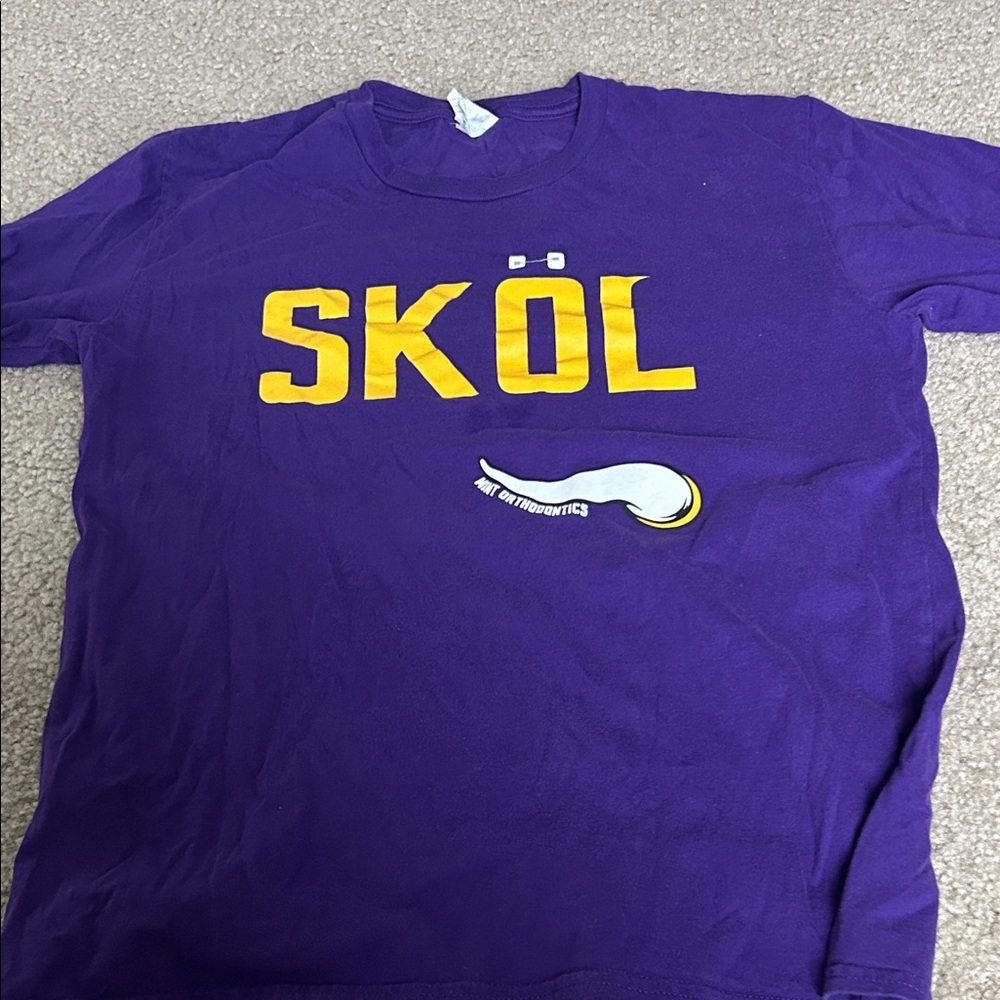 Port and Company Purple Tee with Yellow Print
